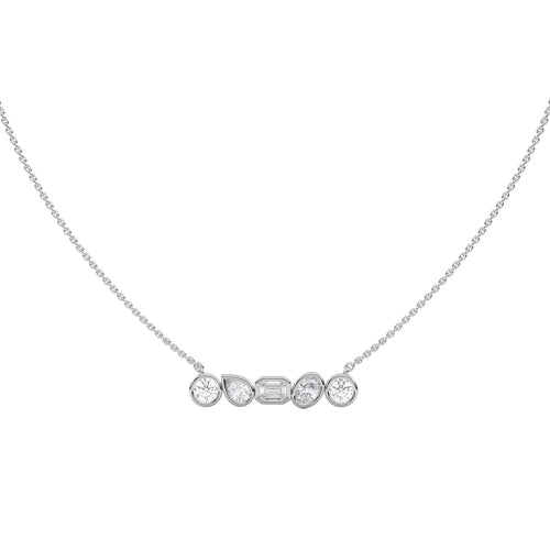 1 1/2 CT. Fancy Multi Shapes Natural Diamond Five Stones Necklace