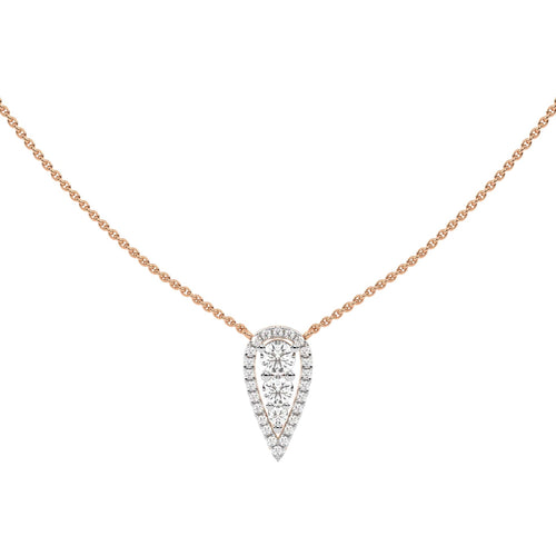 1 CT. Teardrop Round Natural Diamond Pendant Necklace