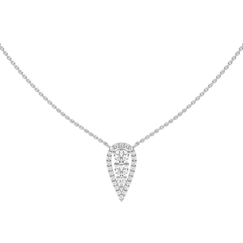 1 CT. Teardrop Round Natural Diamond Pendant Necklace