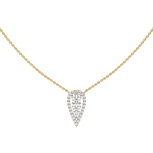 1 CT. Teardrop Round Natural Diamond Pendant Necklace