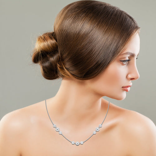 2 1/2 CT. Natural Diamond Bezel Set Station Necklace