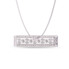 1 CT. Lab Created Round and Baguette Diamond Studded Designer Bar Necklace