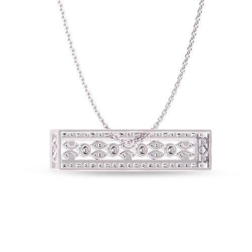 1 CT. Lab Created Round and Baguette Diamond Studded Designer Bar Necklace