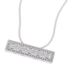 1 CT. Lab Created Round and Baguette Diamond Studded Designer Bar Necklace
