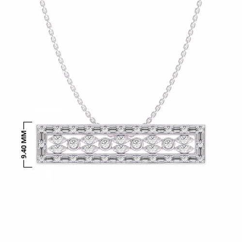 1 CT. Lab Created Round and Baguette Diamond Studded Designer Bar Necklace