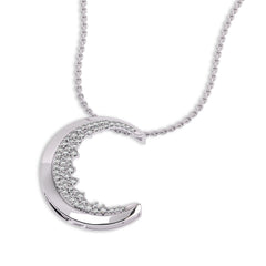 1/2 CT. Lab Created Round Diamond Studded Crescent Moon Designer Pendant