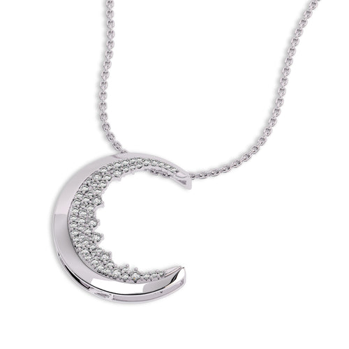 1/2 CT. Lab Created Round Diamond Studded Crescent Moon Designer Pendant