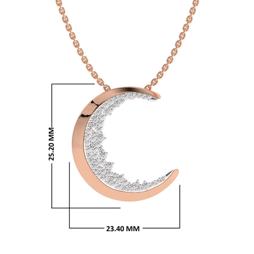 1/2 CT. Lab Created Round Diamond Studded Crescent Moon Designer Pendant