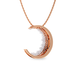 1/2 CT. Lab Created Round Diamond Studded Crescent Moon Designer Pendant