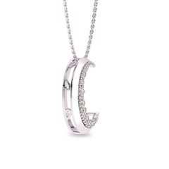 1/2 CT. Lab Created Round Diamond Studded Crescent Moon Designer Pendant