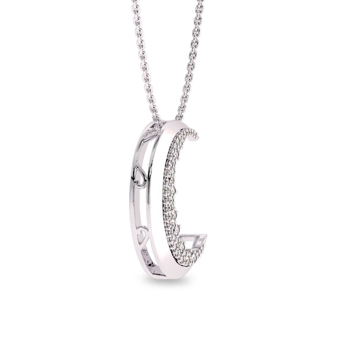 1/2 CT. Lab Created Round Diamond Studded Crescent Moon Designer Pendant