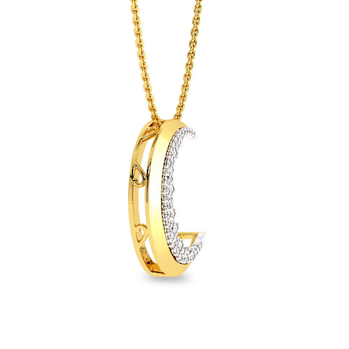 1/2 CT. Lab Created Round Diamond Studded Crescent Moon Designer Pendant
