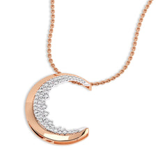1/2 CT. Lab Created Round Diamond Studded Crescent Moon Designer Pendant