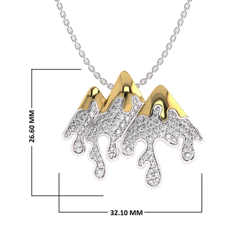 1 CT. Lab Created Diamond Round Diamond Studded Melting Ice Mountain Charm Pendant
