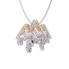 1 CT. Lab Created Diamond Round Diamond Studded Melting Ice Mountain Charm Pendant