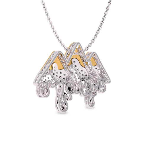 1 CT. Lab Created Diamond Round Diamond Studded Melting Ice Mountain Charm Pendant