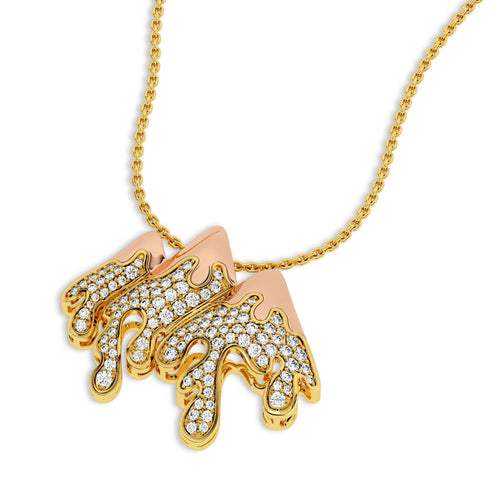 1 CT. Lab Created Diamond Round Diamond Studded Melting Ice Mountain Charm Pendant