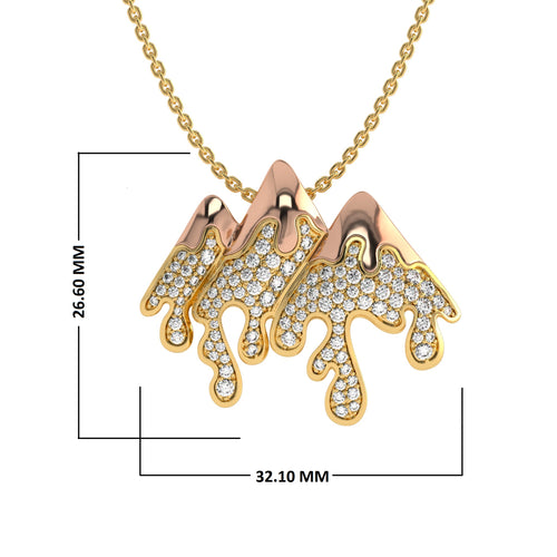 1 CT. Lab Created Diamond Round Diamond Studded Melting Ice Mountain Charm Pendant