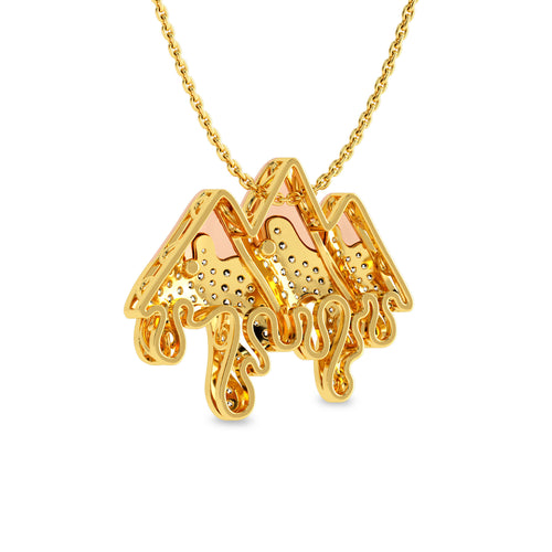 1 CT. Lab Created Diamond Round Diamond Studded Melting Ice Mountain Charm Pendant