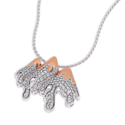 1 CT. Lab Created Diamond Round Diamond Studded Melting Ice Mountain Charm Pendant