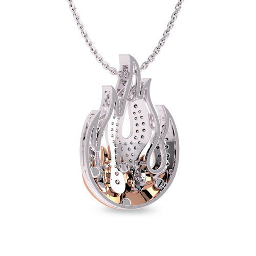 5/8 CT. Lab Created Round Diamond Studded Fire Flame Designer Pendant