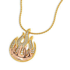 5/8 CT. Lab Created Round Diamond Studded Fire Flame Designer Pendant