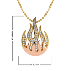 5/8 CT. Lab Created Round Diamond Studded Fire Flame Designer Pendant