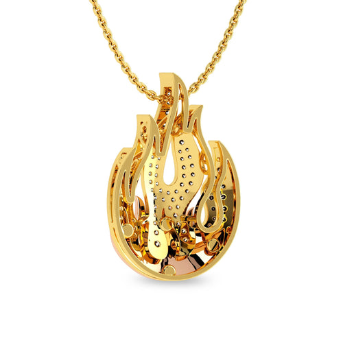 5/8 CT. Lab Created Round Diamond Studded Fire Flame Designer Pendant