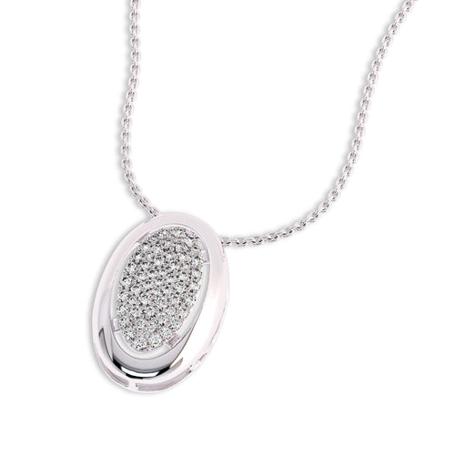 3/4 CT. Lab Created Round Diamond Studded Cluster Oval Pendant