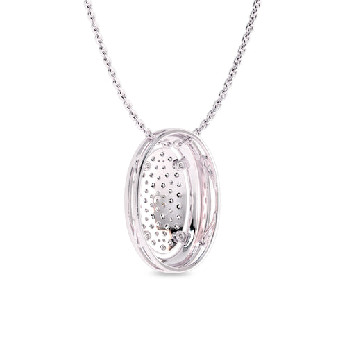 3/4 CT. Lab Created Round Diamond Studded Cluster Oval Pendant
