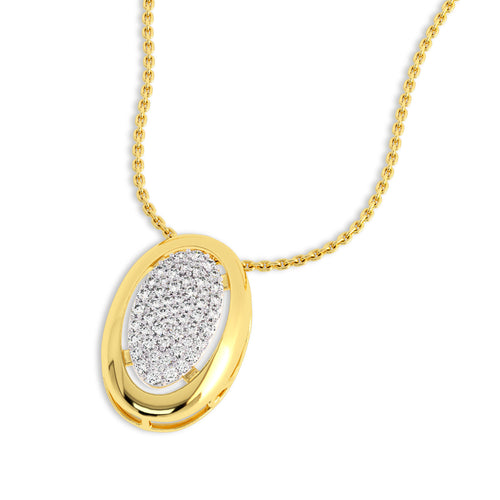 3/4 CT. Lab Created Round Diamond Studded Cluster Oval Pendant