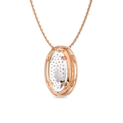3/4 CT. Lab Created Round Diamond Studded Cluster Oval Pendant