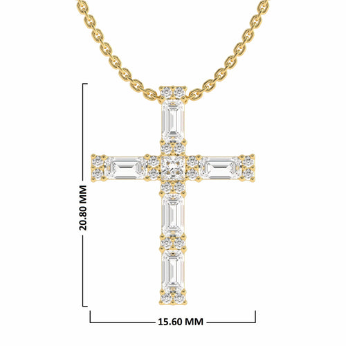 3/4 CT. Lab Created Round Princess and Criss Cut Diamond Studded Classic Cross Pendant
