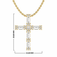 3/4 CT. Lab Created Round Princess and Criss Cut Diamond Studded Classic Cross Pendant