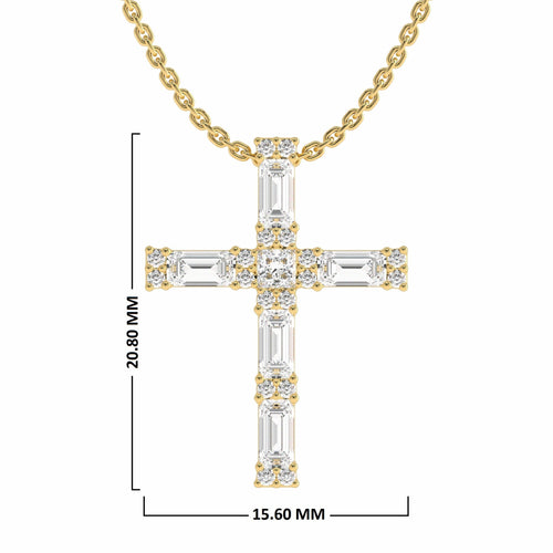 3/4 CT. Lab Created Round Princess and Criss Cut Diamond Studded Classic Cross Pendant