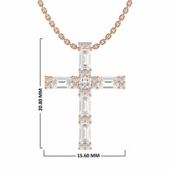 3/4 CT. Lab Created Round Princess and Criss Cut Diamond Studded Classic Cross Pendant