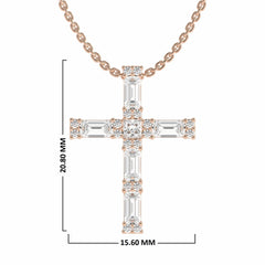 3/4 CT. Lab Created Round Princess and Criss Cut Diamond Studded Classic Cross Pendant