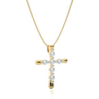 1/2 CT. Embellished Gold Cross Lab Created Diamond Pendant