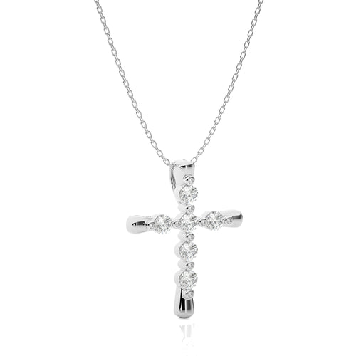 1/2 CT. Embellished Gold Cross Lab Created Diamond Pendant