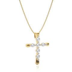 1/2 CT. Embellished Gold Cross Lab Created Diamond Pendant