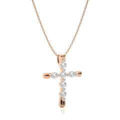 1/2 CT. Embellished Gold Cross Lab Created Diamond Pendant