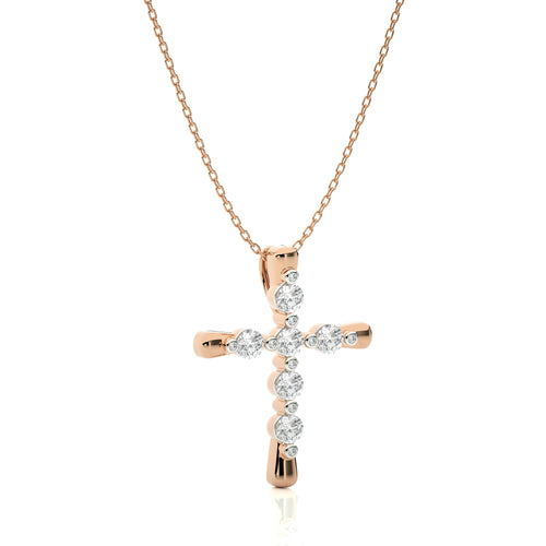 1/2 CT. Embellished Gold Cross Lab Created Diamond Pendant