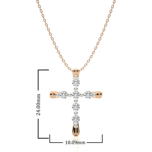 1/2 CT. Embellished Gold Cross Lab Created Diamond Pendant