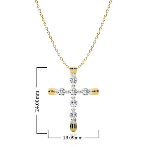 1/2 CT. Embellished Gold Cross Lab Created Diamond Pendant
