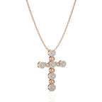 1/4 CT. Cluster Round Natural Diamond Cross Pendant