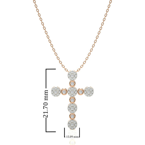 1/4 CT. Cluster Round Natural Diamond Cross Pendant
