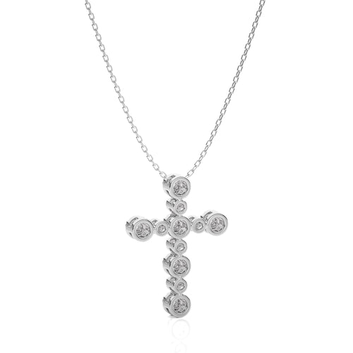 1/4 CT. Cluster Round Natural Diamond Cross Pendant