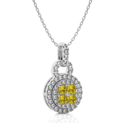1 CT. Fancy Yellow Cushion Diamond Pendant