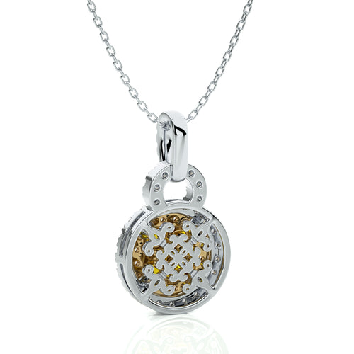 1 CT. Fancy Yellow Cushion Diamond Pendant