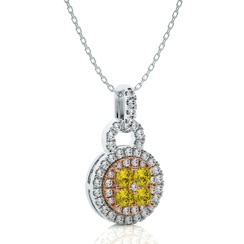 1 CT. Fancy Yellow Cushion Diamond Pendant